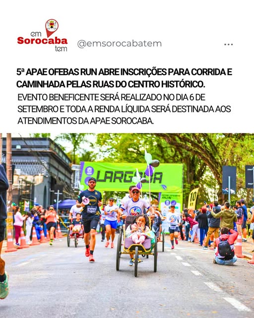 Estão abertas as inscrições para a 5ª edição da APAE OFEBAS RUN